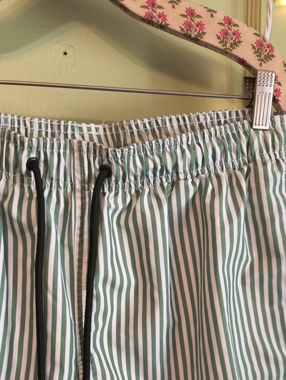 Men's H&M Green White Swim Trucks Bathing Suit Pool Beach Vacation Shorts 🩳 M